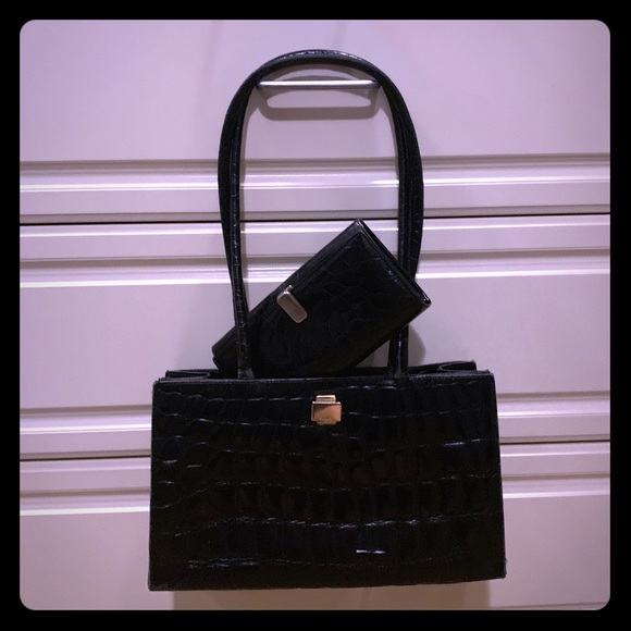 Furla Handbags - Furla Purse AND Wallet!  Black embossed leather